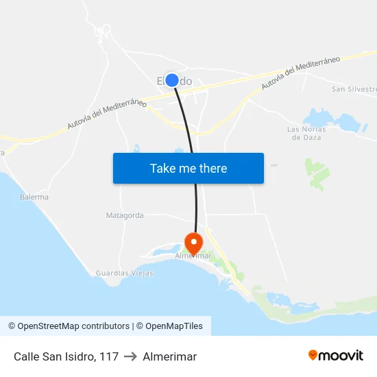 Calle San Isidro, 117 to Almerimar map