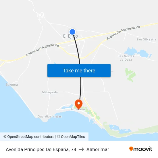 Avenida Príncipes De España, 74 to Almerimar map