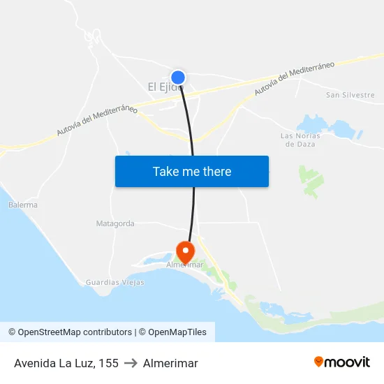 Avenida La Luz, 155 to Almerimar map