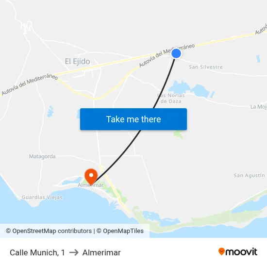 Calle Munich, 1 to Almerimar map
