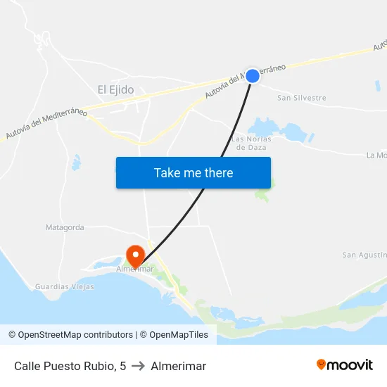 Calle Puesto Rubio, 5 to Almerimar map