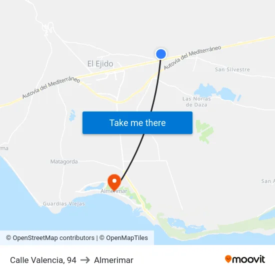 Calle Valencia, 94 to Almerimar map
