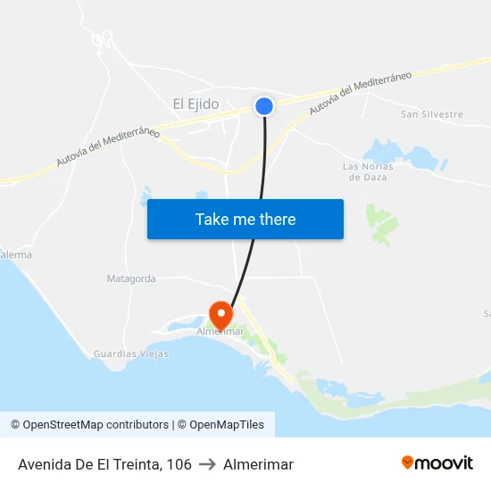 Avenida De El Treinta, 106 to Almerimar map