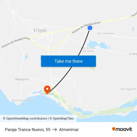 Paraje Trance Nuevo, 55 to Almerimar map