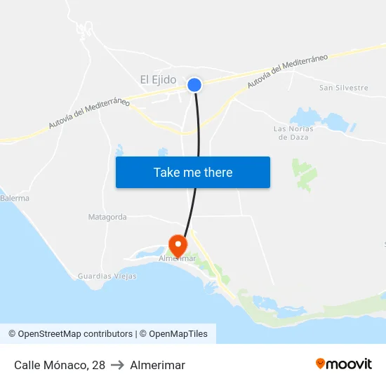 Calle Mónaco, 28 to Almerimar map