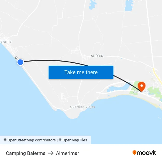 Camping Balerma to Almerimar map