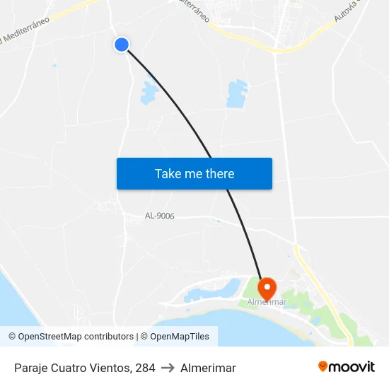 Paraje Cuatro Vientos, 284 to Almerimar map