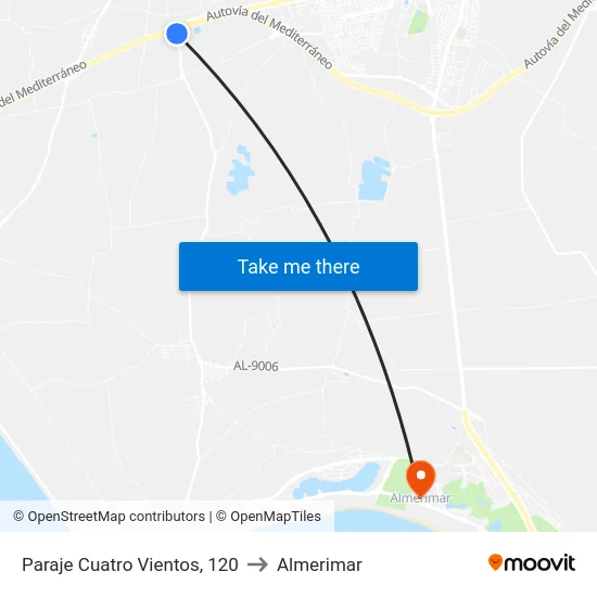 Paraje Cuatro Vientos, 120 to Almerimar map