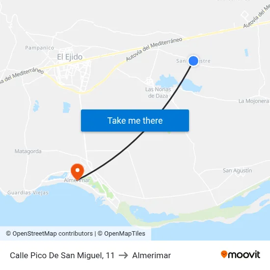 Calle Pico De San Miguel, 11 to Almerimar map