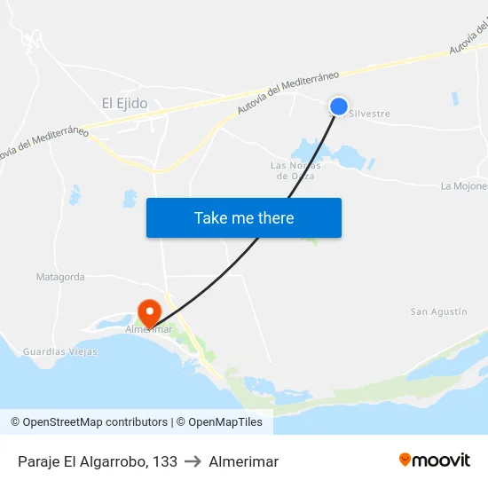 Paraje El Algarrobo, 133 to Almerimar map