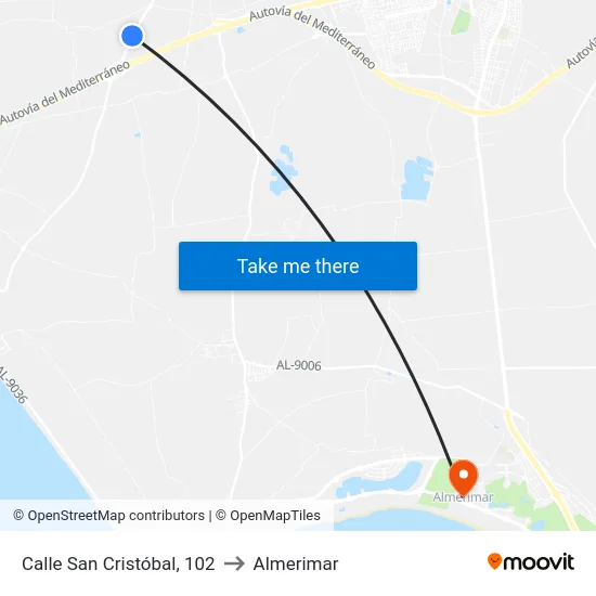 Calle San Cristóbal, 102 to Almerimar map