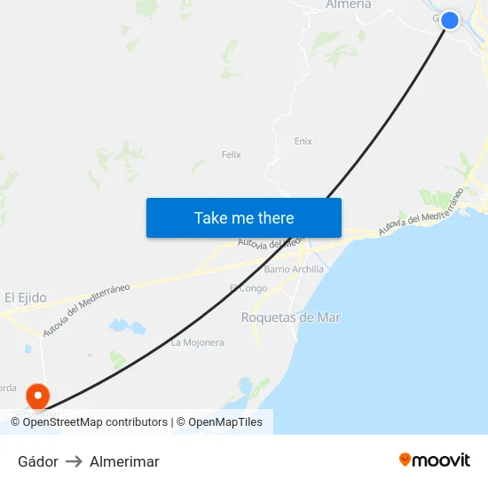 Gádor to Almerimar map