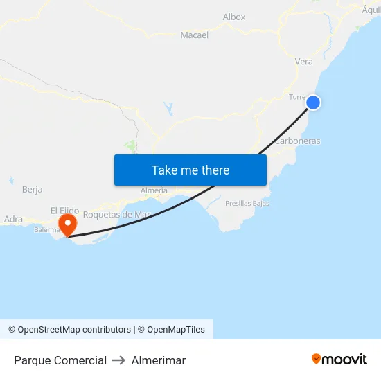 Parque Comercial to Almerimar map