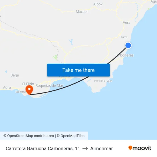 Carretera Garrucha Carboneras, 11 to Almerimar map