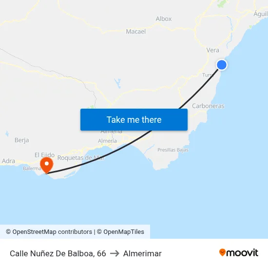 Calle Nuñez De Balboa, 66 to Almerimar map