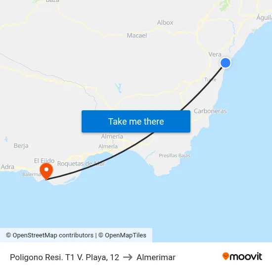 Poligono Resi. T1 V. Playa, 12 to Almerimar map