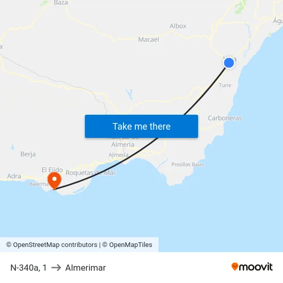 N-340a, 1 to Almerimar map
