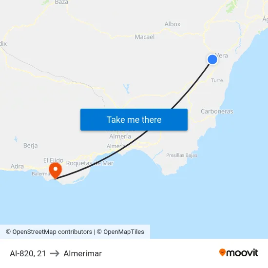 Al-820, 21 to Almerimar map