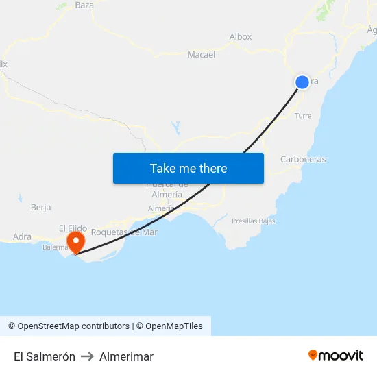 El Salmerón to Almerimar map
