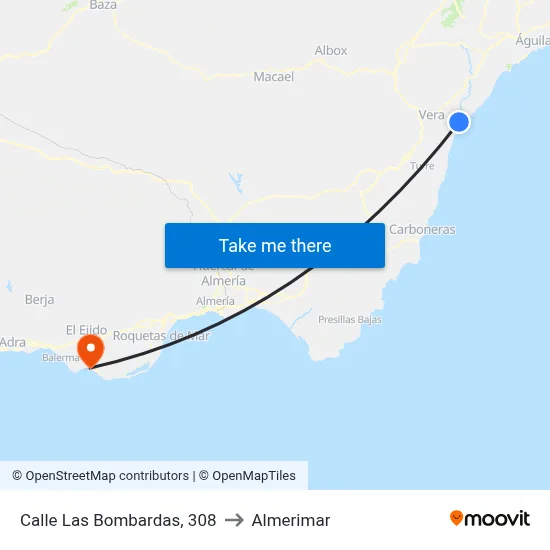 Calle Las Bombardas, 308 to Almerimar map