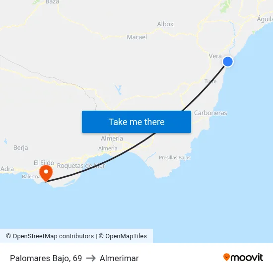 Palomares Bajo, 69 to Almerimar map