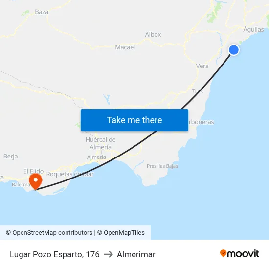 Lugar Pozo Esparto, 176 to Almerimar map