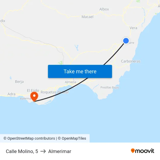 Calle Molino, 5 to Almerimar map