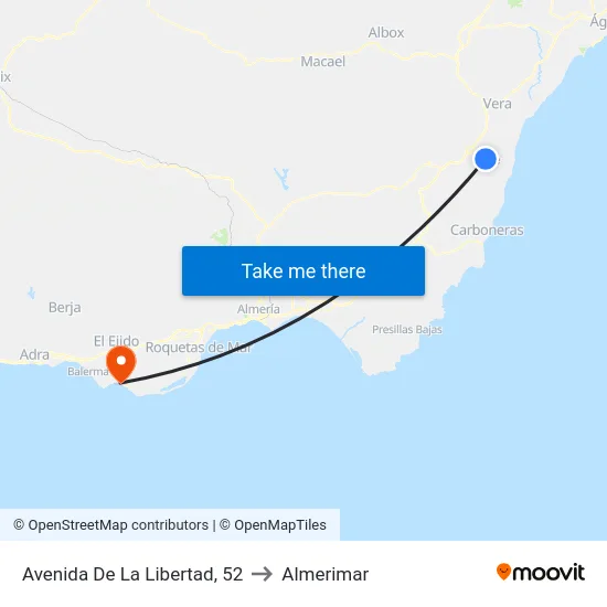 Avenida De La Libertad, 52 to Almerimar map