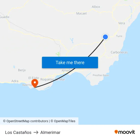 Los Castaños to Almerimar map