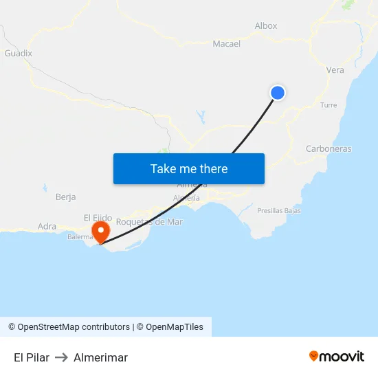 El Pilar to Almerimar map