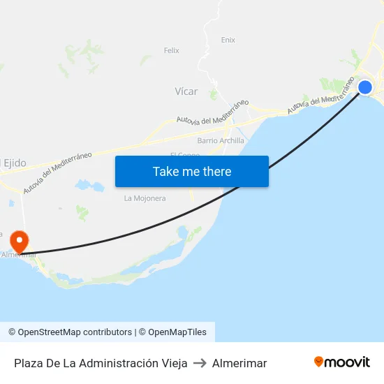 Plaza De La Administración Vieja to Almerimar map
