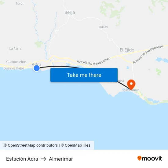 Estación Adra to Almerimar map