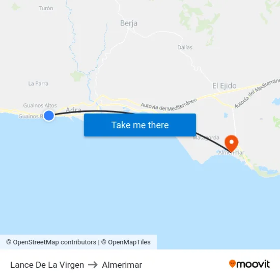 Lance De La Virgen to Almerimar map
