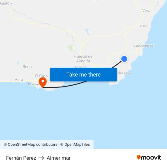 Fernán Pérez to Almerimar map