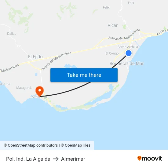 Pol. Ind. La Algaida to Almerimar map