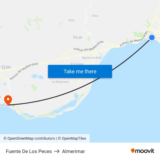 Fuente De Los Peces to Almerimar map