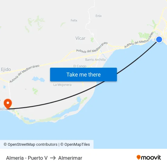 Almería - Puerto V to Almerimar map