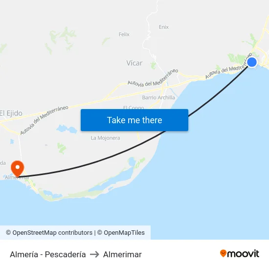 Almería - Pescadería to Almerimar map