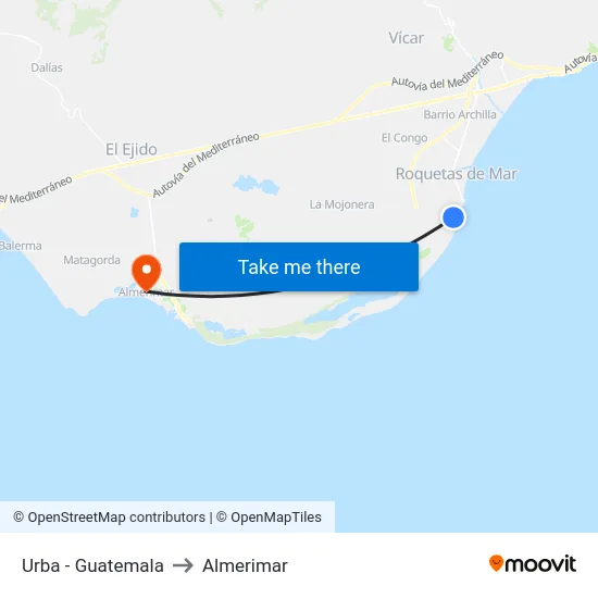 Urba - Guatemala to Almerimar map