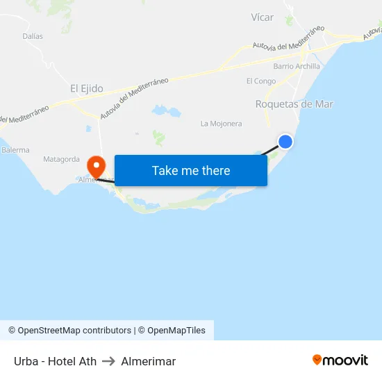 Urba - Hotel Ath to Almerimar map