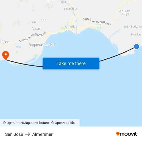 San José to Almerimar map