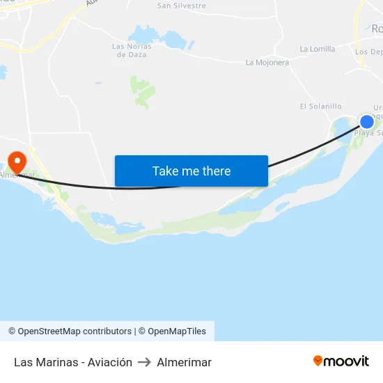 Las Marinas - Aviación to Almerimar map