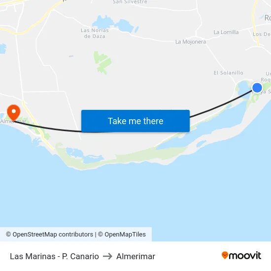 Las Marinas - P. Canario to Almerimar map