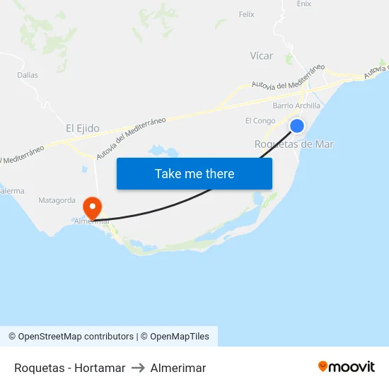 Roquetas - Hortamar to Almerimar map