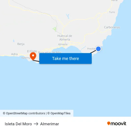Isleta Del Moro to Almerimar map