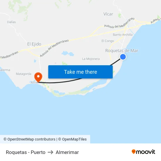 Roquetas - Puerto to Almerimar map