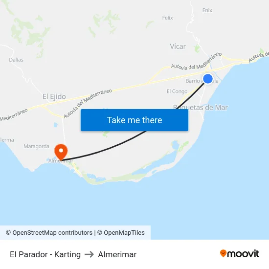 El Parador - Karting to Almerimar map