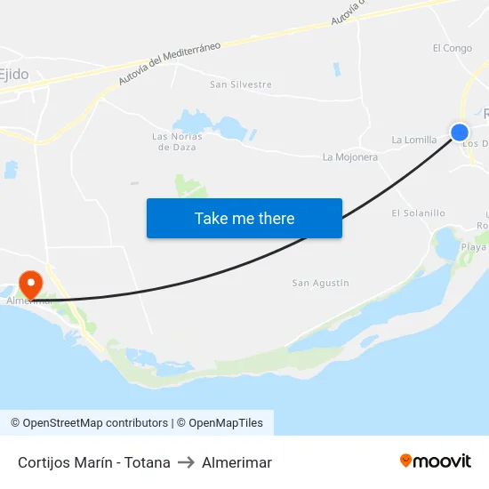 Cortijos Marín - Totana to Almerimar map
