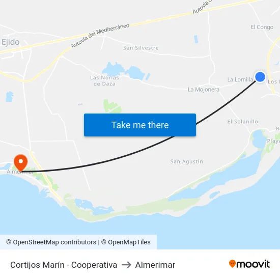 Cortijos Marín - Cooperativa to Almerimar map