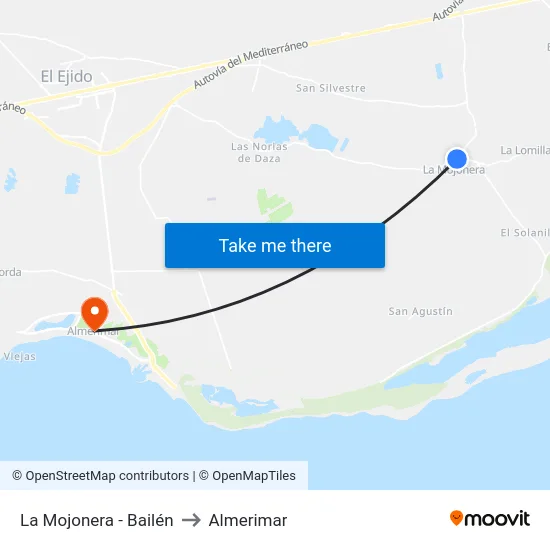 La Mojonera - Bailén to Almerimar map